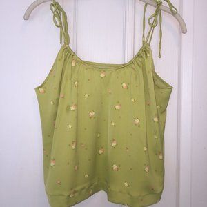 Floral Green Spaghetti Strap Top